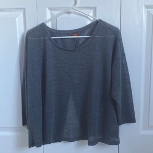 7 For All Mankind Gray Long Sleeve Open Back Top